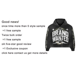 Sudadera con Capucha de Algodón Orgánico Grueso de 360g, Antipilling, para Hombre, Estilo Hip Hop, con Pedrería de Cristal, Personalizada al por Mayor, OEM - Product Image 5