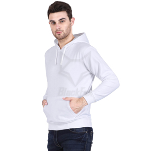 เสื้อฮู้ดสีขาวสำหรับผู้ชาย ทรงปกติ ผ้าฝ้ายเฟรนช์เทอร์รี่ สไตล์ลำลอง สีพื้น มีกระเป๋า เหมาะสำหรับใส่ในฤดูใบไม้ร่วง - Product Image 3