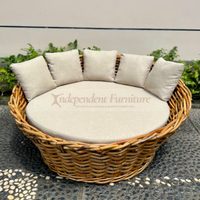 Sofá Redondo Minimalista de Una Plaza con Patas de Madera, Nuevo, para Sala de Estar, Muebles de Exterior, Hogar, Resort, Hotel, Proyectos de Villas, Venta al Por Mayor