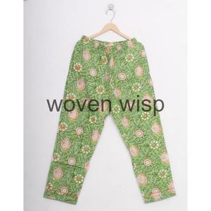 Conjunto de pijama de cintura elástica a cuadros estampado a mano personalizado, tejido de algodón indio hecho a mano a granel, moda de invierno y verano - Product Image 3