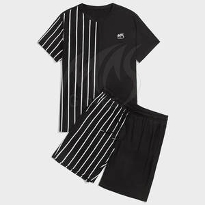 Ropa deportiva de dos piezas para hombre de alta calidad, pantalones cortos estampados, conjunto doble para deportes al aire libre, talla grande, uso en invierno/verano - Product Image 1