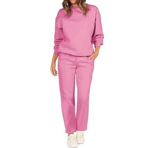 ชุดเสื้อสเวตเตอร์แบบสวมหัวและกางเกงสองชิ้นทรงหลวมสำหรับฤดูหนาวของผู้หญิง - Product Image 4