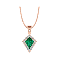 Pendentif en or rose massif 14 carats avec diamant vert de laboratoire certifié IGI, style classique, collier personnalisé avec chaîne maille forçat, parfait