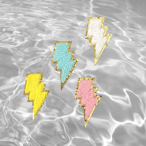 Patch brodé en chenille éclair, fait main, à coller, en peluche, pour sacs et chapeaux - Product Image 1