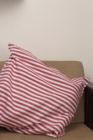 Housse de coussin personnalisée en coton 100% vert clair, tissée à rayures teintées en fil recyclé, style américain, avec fermeture éclair