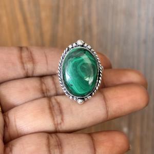 Bagues en malachite naturelle, plaquées argent sterling 925, vente en gros, bagues tendance en pierres précieuses, bagues en gros, bijoux en gros - Product Image 3
