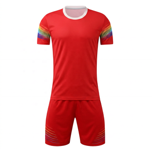 Conjunto de Camiseta de Fútbol de Poliéster Rosa para Hombre, Cuello Redondo, Manga Corta, Absorbe la Humedad, para Todas las Temporadas, Corte Regular, Color Sólido - Product Image 6