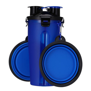 <span class=keywords><strong>2</strong></span> in1 pieghevole Pet ROHS forniture alimentazione gatti viaggio pieghevole mangiatoia ciotola cani portatili bere bottiglia d'acqua con contenitore per alimenti - Product Image 5