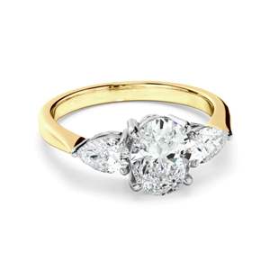 Anillo de Compromiso con Tres Diamantes de Laboratorio en Corte Ovalado y Pera - Product Image 5