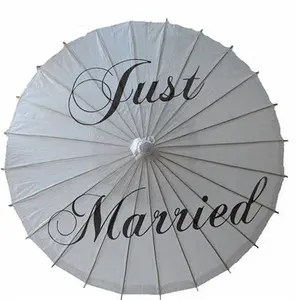 Poetichist Atacado Luz Apenas Casado Handmade Outdoor Casamento Lembrança De Peche De Madeira Papel Branco Parasol Sun Umbrella