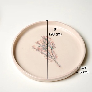 Assiette à dîner en céramique à motifs floraux pastel, décor de feuilles en relief, finition émail lisse, design durable pour une mise en scène de table élégante - Product Image 6