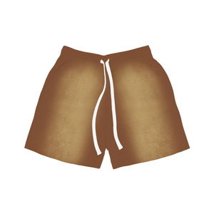 Pantalones cortos para hombre personalizados OEM Vintage Sun Dye Fade Sweat Cotton Shorts Raw Edge Puff Printing Men's Acid Wash Shorts - Product Image 2