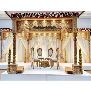 Prestigious Wedding Wooden Carved Mandap Set <b>UK</b> Hindu Wedding Maharaja Wooden Mandap Decor Luxurious Wedding Floral Mandap USA - Product Image 1