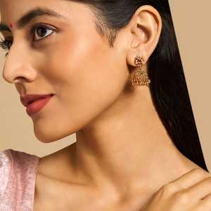 Pendientes Antiguos Chapados en Oro con Perla y Diamante en Estilo Lágrima para Boda, Fiesta o Regalo, Inspiración Religiosa 169536 - Product Image 2