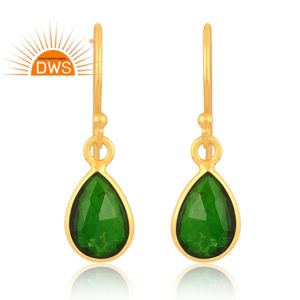 Mejor Venta de plata esterlina chapado en oro doblete cromo diópsido cuarzo piedras preciosas pendientes colgantes Demi joyería fina fabricante - Product Image 3