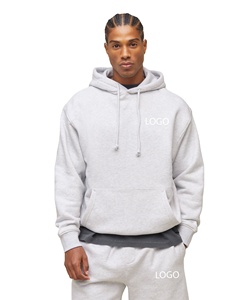 Qualité supérieure Luxe Poids lourd Solide Blanc Pull Hoodies & Sweatshirts 100% Coton Logo Personnalisé Drop Shoulder Hoodies Hommes - Product Image 1