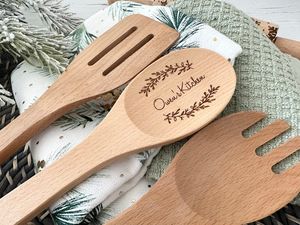 Ensemble de 3 spatules classiques HF Crafts en bois naturel, légères, durables, à long manche, pour servir, accessoires de traiteur de mariage, 10 ml - Product Image 3