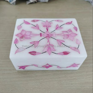 กล่องใส่เครื่องประดับหินอ่อนสีขาวฝังมุกสีชมพูกล่องของขวัญหินอ่อนฝังหินอ่อนเปลือกหอยทะเลกล่องไม้ถูพื้นหินอ่อนหรูหราคุณภาพสูง - Product Image 2