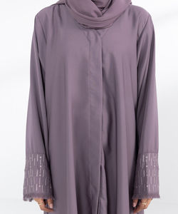 Ropa Islámica de Manga Larga de Color Negro Sólido, Hiyab Musulmán para Mujer, Abaya Musulmana Estampada, Vestido Informal de Manga Larga, Abaya de Talla Grande - Product Image 6