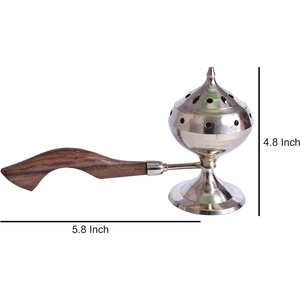 Brûleur d'encens en laiton fait main avec manche en bois Nouveau design Brûleur d'encens décoratif en métal et laiton de qualité supérieure pour la maison - Product Image 5