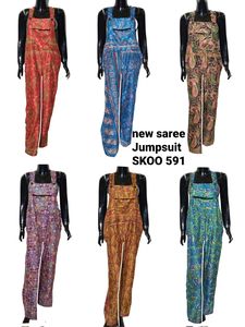 ชุดจั๊มสูทผ้าไหมส่าหรีสำหรับผู้หญิงชุดฟิวชั่นแบบตะวันตกชุดอินเดียดั้งเดิมสวมใส่ได้ทั้งวัน - Product Image 6