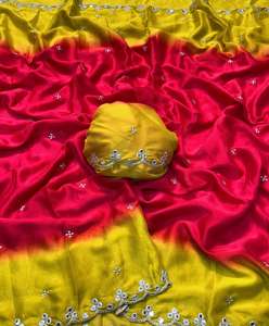 Rangoli Chiffon Saree Multi Broderie Travail Avec Running Work Blouse tissu de meilleure qualité - Product Image 3