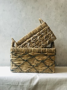 Cesta de paja plegable Rectangular hecha a mano Unik, bolsa de mano trenzada Natural con diseño de almacenamiento elegante, decoración de cesta de mercado - Product Image 2