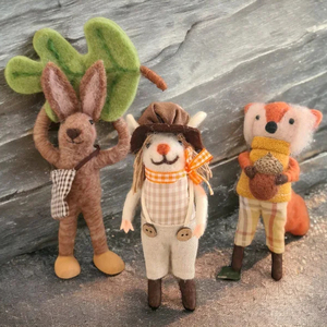 Trang trí động vật nỉ, cáo với acorn, chuột thu hoạch bù nhìn và Thỏ tìm thức ăn-Đồ trang trí treo hoặc đứng ấm cúng - Product Image 3