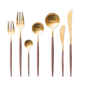 Juego de cubiertos de acero inoxidable elegante y moderno, cubiertos dorados, vajilla, cuchara, cuchillo, tenedor, diseño de moda para uso en restaurante - Product Image 4