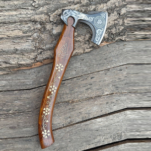 Hacha Vikinga Hecha a Mano de Grado Industrial, Cabeza de Hacha de Acero al Carbono de Alta Calidad, Mango de Madera, Filo Afilado para Batalla, Camping al Aire Libre - Product Image 2