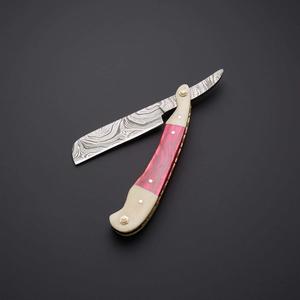 Maquinilla de afeitar recta de acero damasco, corte de garganta, barbero - Product Image 2