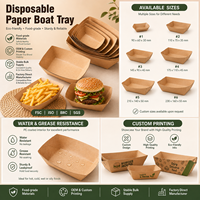 Bandeja Desechable para Alimentos con Borde Plegable, Diseño Kraft, para Servir Hot Dogs, con Logotipo Personalizado