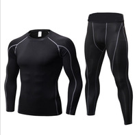 Ensemble de vêtements de sport unisexe à manches longues, collants de compression pour la remise en forme, 2 pièces, tenue de sport active pour la salle de sport, imperméable