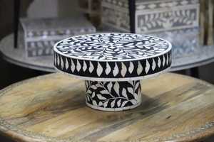 Soportes para pasteles con incrustaciones de hueso, plato para pasteles Vintage, exhibición de Chocolate, fregona, soporte para frutas con incrustaciones, soporte para repostería a la venta 2025 - Product Image 6