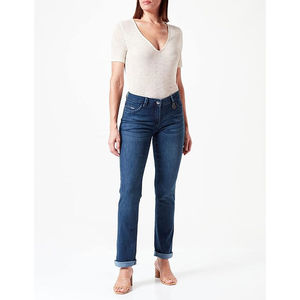 Precio barato de fábrica Fabricante Transpirable Slim Fit Lavado Transpirable Mujeres Jeans Pierna ancha recta Mejor calidad OEM - Product Image 2
