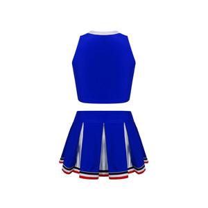 Tenues d'entraînement de cheerleading en gros bleu et blanc, haut et short de cheerleading personnalisés, uniformes de cheerleading très vendus - Product Image 2