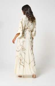 Robe de soirée maxi à manches évasées avec perles, effet antistatique, robe emballée, sexy pour femmes - Product Image 6