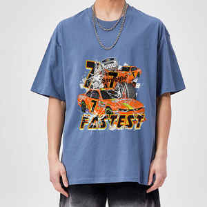 Camiseta de algodón estampada 100% de alta calidad para hombre DTG personalizada de gran tamaño Vintage de manga larga de punto de longitud larga lavada-Venta al por mayor - Product Image 2