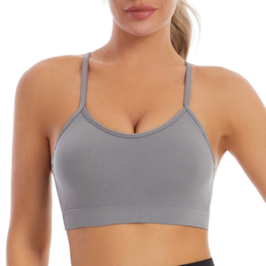 Offre Spéciale de haute qualité sans couture soutien-gorge de sport couleur unie respirant Yoga Fitness porter course Push up soutien-gorge de sport pour les femmes - Product Image 4