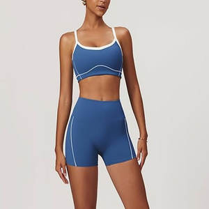 Mejor Precio de alta calidad de las mujeres gimnasio Yoga conjunto transpirable sólido ropa deportiva estiramiento apretado Yoga sujetador pantalones cortos correr Yoga conjunto - Product Image 4