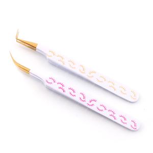 Pinzas de extensión de pestañas de acero inoxidable, etiqueta personalizada, Punta cerrada, 100, ventiladores, pinzas personalizadas - Product Image 4