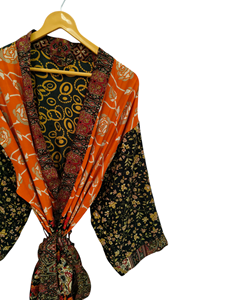 Kimono con estampado Floral, vestido envolvente, India túnica, bata Sari, vestido de novia, vestido de maternidad, bata de regalo, ropa de fiesta en la playa, - Product Image 2