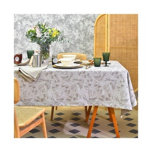 Custom Logo Table Cloth Wholesale Jacquard Leafs Embroidery Modern Organic Cotton Sustainable Disposable Bulk OEM ODM Buyers - Product Image 1