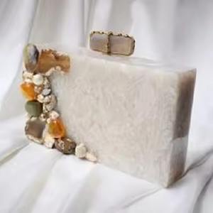 Bolso de mano de resina de alta calidad para mujer, hecho a mano bolso de hombro, monedero elegante para ropa formal e informal - Product Image 2