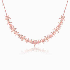 Collar de visión floral de moda en oro rosa con cadena de eslabones de acero inoxidable de diamante y cadena de caja para regalo - Product Image 4