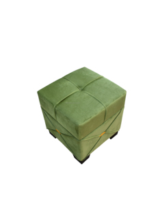 Taburete de PUF de madera genuina otomana con mechones verdes modernos hechos a mano para tela de dormitorio o sala de estar y materiales de PVC para hoteles - Product Image 3