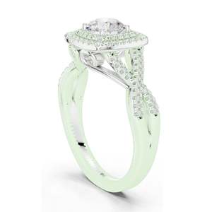 Bague de fiançailles halo avec diamant de laboratoire taille coussin de 1,22 carat, clarté VVS-VS EF, or 18 carats, 14 carats, 10 carats et argent 925, rose, jaune - Product Image 4