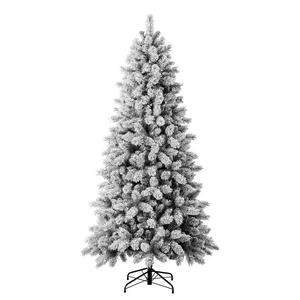 Fabrication d'un arbre de Noël artificiel en pin floqué de 7,5 pieds, fin et haut de gamme, pré-éclairé avec des lumières LED scintillantes changeantes de couleur - Product Image 3
