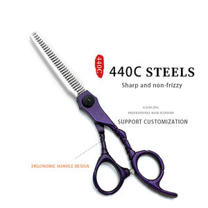6 pouces violet poignée 440c ciseaux de coiffure en acier inoxydable Design de mode beauté barbier cheveux ciseaux - Product Image 2