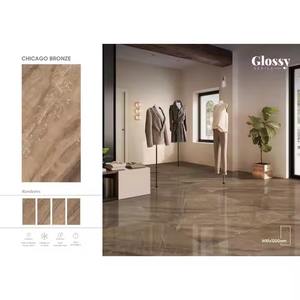 Carreaux de sol et de mur en céramique vitrifiée Carara gris brillant et doré Foshan 600x1200mm Usage intérieur - Product Image 5